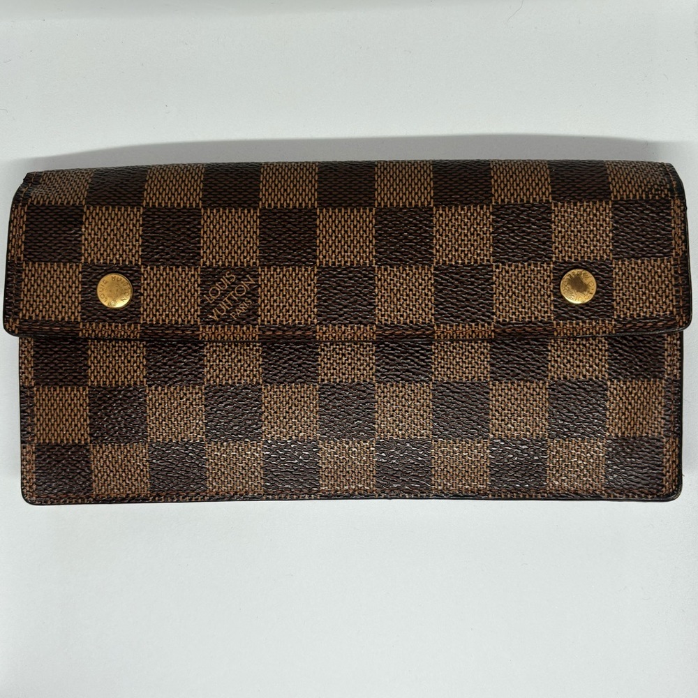 Louis Vuitton Damier Gold GM Accordion Long Travel Wallet Authentic